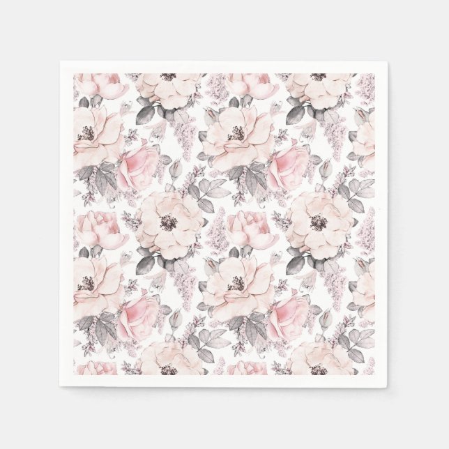 Classic Pink & Grey Pattern Napkin (Front)