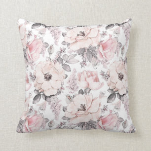 Classic Pink & Grey Pattern Throw Pillow