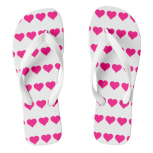 Classic pink hearts flip flops
