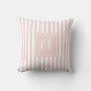 Classic Pink Monogram Stripe Pastel & Preppy  Throw Pillow