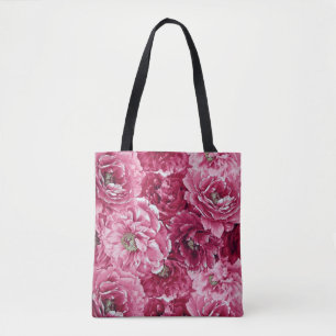 Classic Pink Peonies Clusters Tote Bag
