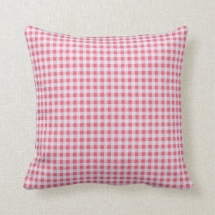 Classic Pink Picnic Gingham Throw Pillow