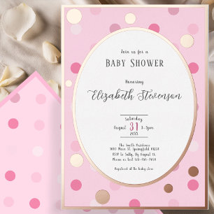 Classic Pink Polka Dots Baby Shower Rose Gold 