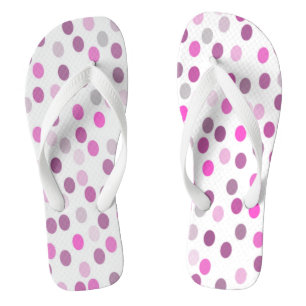 Classic Pink Polka Dots on White Flip Flops