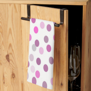 Classic Pink Polka Dots on White  Kitchen Towel
