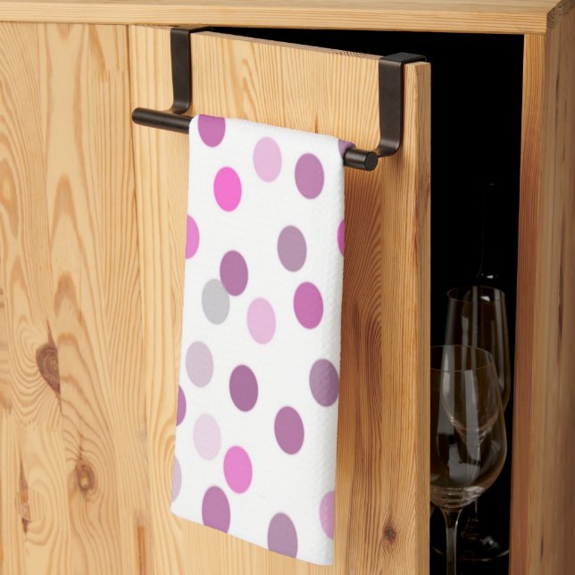 Classic Pink Polka Dots on White  Kitchen Towel (Thirds Fold)