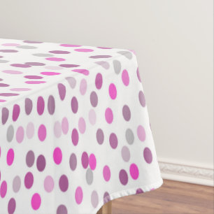 Classic Pink Polka Dots on White Tablecloth