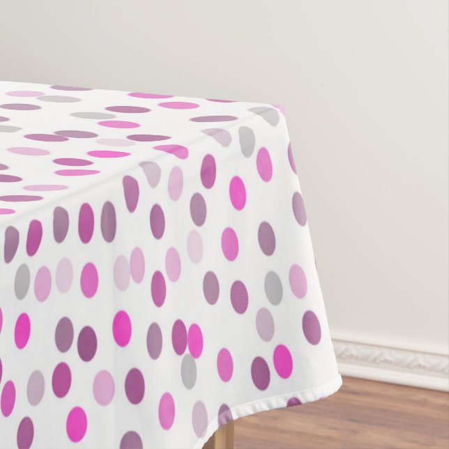 Classic Pink Polka Dots on White  Tablecloth (In Situ)