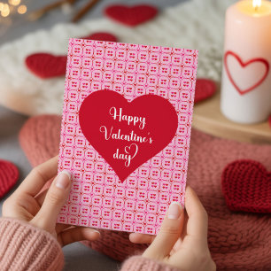 Classic Pink Red Hearts Valentine Love Card