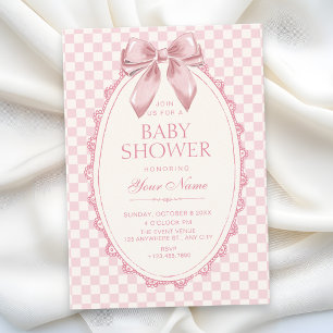 Classic pink ribbon baby shower invitation