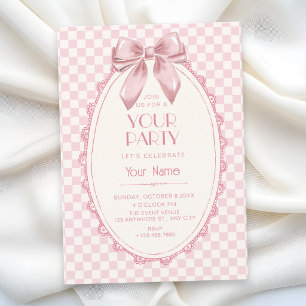 Classic pink ribbon invitation
