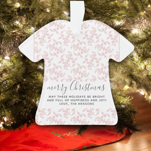 Classic Pink Rococo Merry Christmas Script Ornament