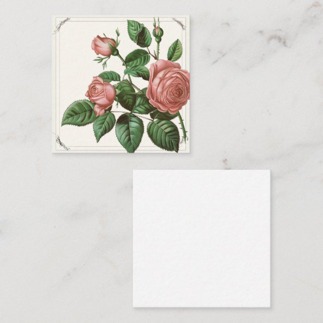 Classic Pink Rose Bouquet Card (Front/Back)