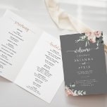 Classic Pink Rose Floral Grey Folded  Program<br><div class="desc">This classic pink rose floral grey folded wedding program is perfect for a rustic wedding. The design features elegant watercolor dusty pink roses and green foliage,  neatly assembled into beautiful bouquets with a grey background.

Include a quote or short message,  order of service,  wedding party and thank you message.</div>