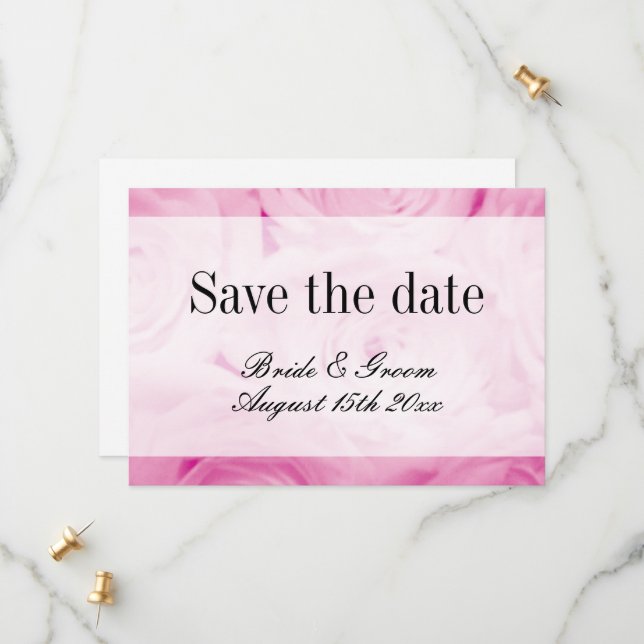 Classic pink rose flower bouquet photo wedding save the date (Front/Back In Situ)