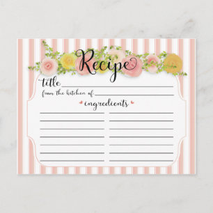 Classic Pink Stripes with Roses Recipe Card