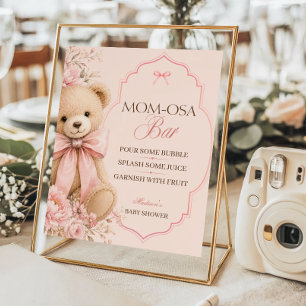 Classic Pink Teddy Bear Mom-osa Bar  Poster