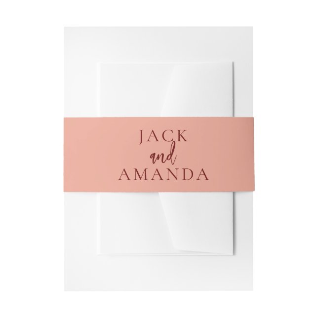 Classic Pink Wedding Invitation Belly Bands Invitation Belly Band (Front Example)