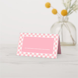 Classic Pink White Chequered Gingham Place Card
