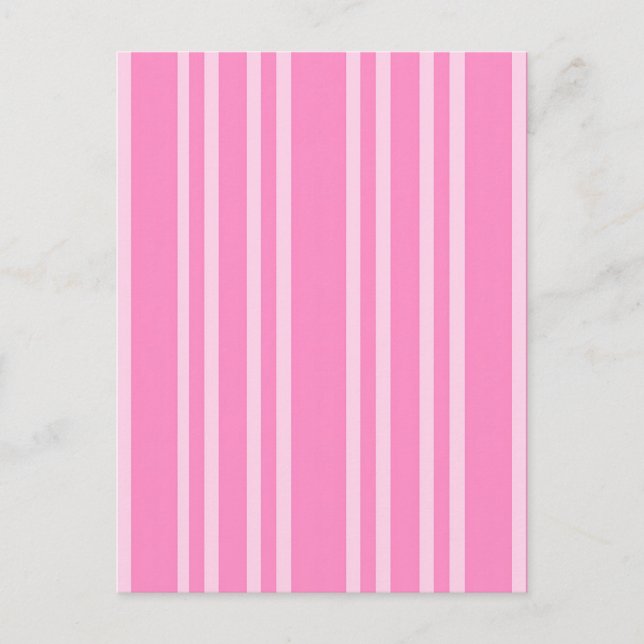 Classic Pink White Stripe Pattern Postcard (Front)