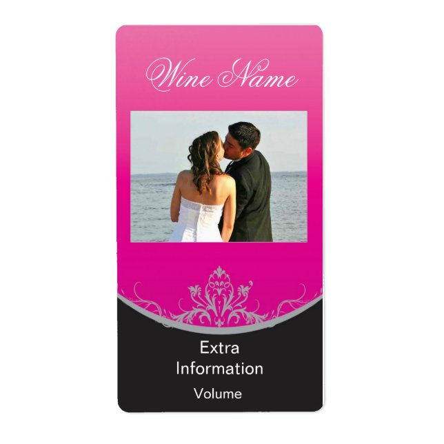 Classic Pink Wine Label With Kisses (Front)