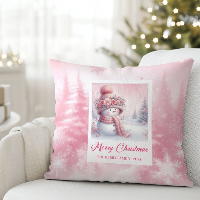 Classic Pinkmas Cozy Winter Forest Kids Gift  Throw Pillow (Classic Pinkmas Cozy Winter Forest Kids Gift Pillow

)