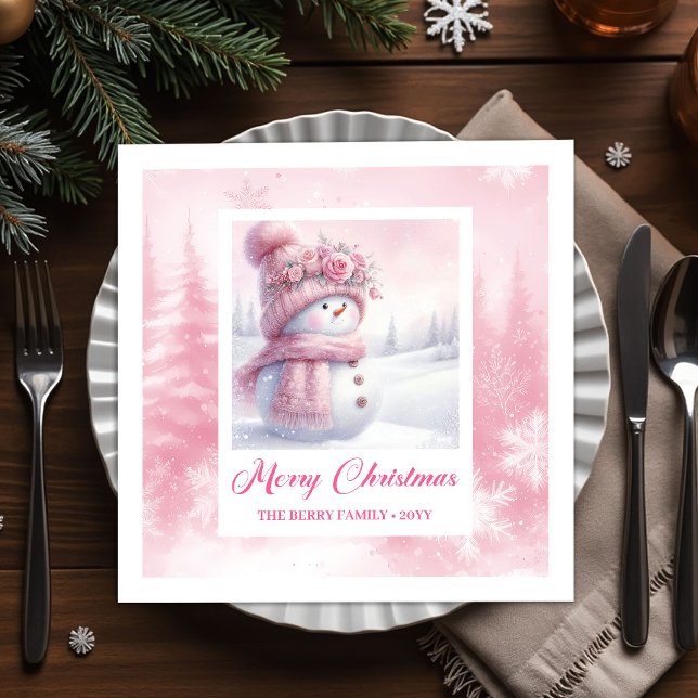 Classic Pinkmas Cozy Winter Forest Kids Gift Xmas Napkin (Classic Pinkmas Cozy Winter Forest Kids Gift Christmas Napkins

)