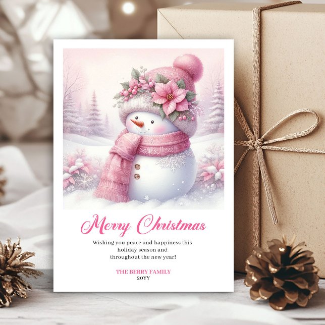 Classic Pinkmas Editable Festive Scene Christmas  Holiday Card (Classic Pinkmas Editable Festive Scene Christmas Greeting Card

)