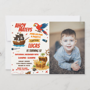 Classic Pirate Anniversaire Invitation avec photo