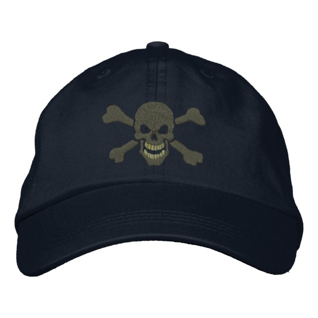 Classic Pirate Crossbones Skull Embroidery Embroidered Hat (Front)