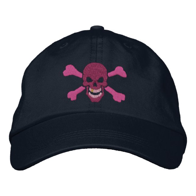 Classic Pirate Crossbones Skull Embroidery Embroidered Hat (Front)