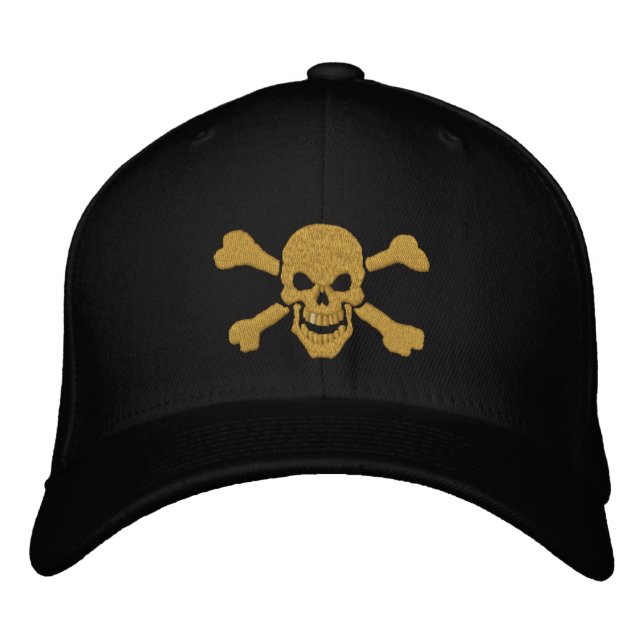 Classic Pirate Crossbones Skull Embroidery Embroidered Hat (Front)