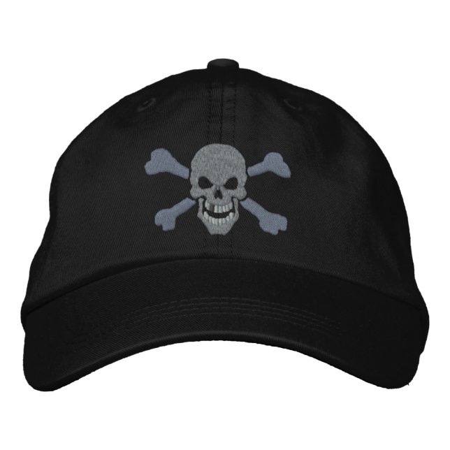 Classic Pirate Crossbones Skull Embroidery Embroidered Hat (Front)