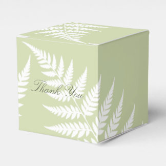 Classic Pistachio Green White Fern Thank You Favor Box