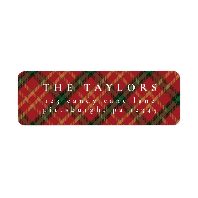 Classic Plaid Christmas Return Address Label (Front)