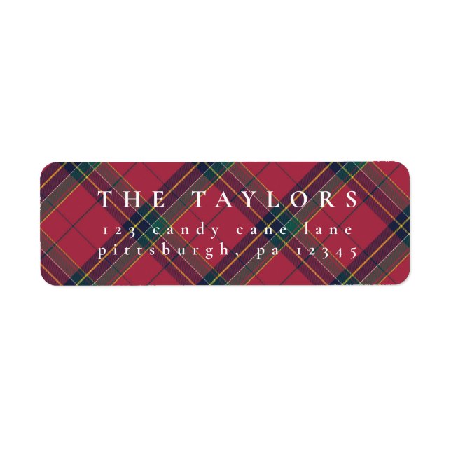 Classic Plaid Christmas Return Address Label (Front)