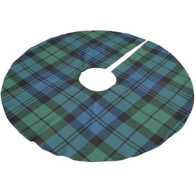 Classic Plaid Clan Campbell Tartan Christmas Brushed Polyester Tree Skirt (Angled)
