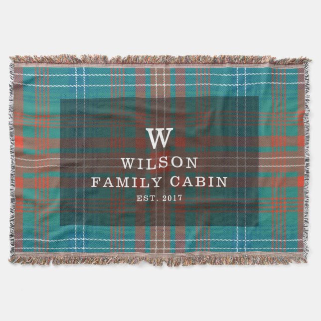 Classic Plaid Clan Wilson Rustic Tartan Throw Blanket (Front)