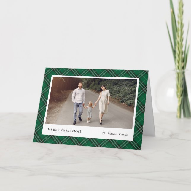 Classic Plaid Editable Color Holiday Carte photo (Devant)