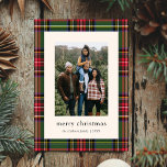 Classic Plaid Four Photo Christmas  Holiday Card<br><div class="desc">Classic Plaid Four Photo Christmas Holiday Card features a traditional red and green plaid frame,  with a single photo on the front and three photos on the back.</div>