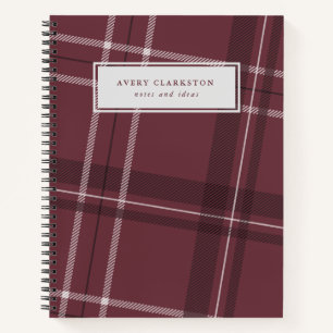 Classic plaid mauve personalized notebook