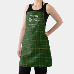 Classic Plaid Merry Christmas Festive -  Apron