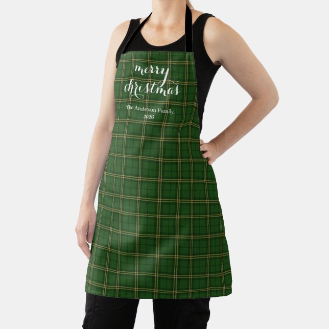 Classic Plaid Merry Christmas Festive -  Apron (Insitu)