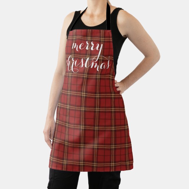 Classic Plaid Merry Christmas Festive -  Apron (Insitu)