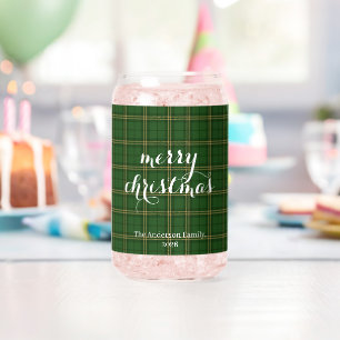 Classic Plaid Merry Christmas Festive -  Can Glass