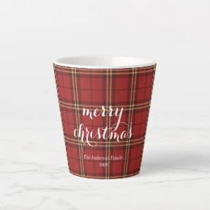 Classic Plaid Merry Christmas Festive - Latte Mug