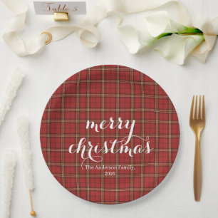 Classic Plaid Merry Christmas Festive -  Paper Plate