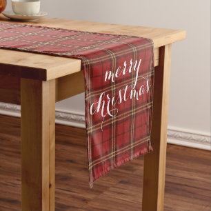 Classic Plaid Merry Christmas Festive Table Runner