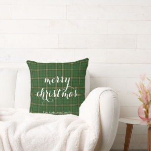 Classic Plaid Merry Christmas Festive - Throw Pillow