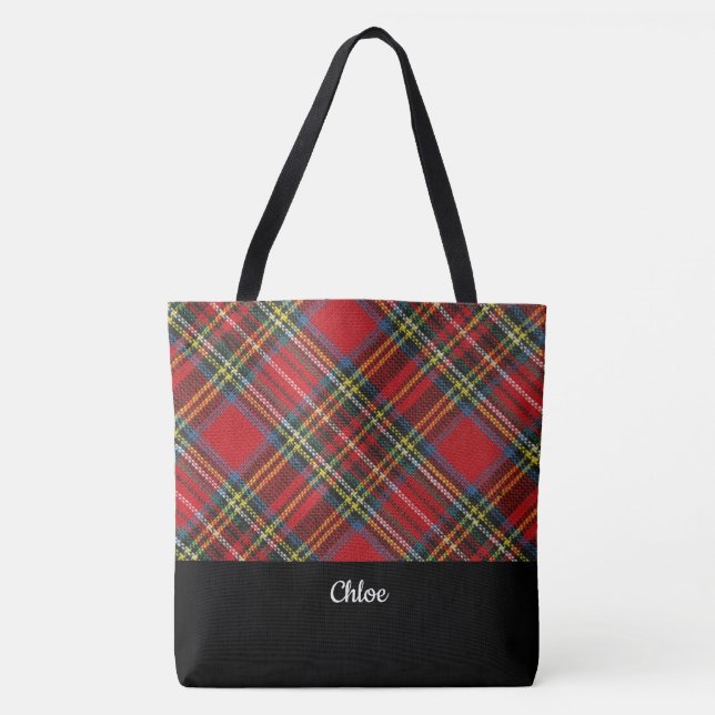 Classic Plaid Monogrammed Tote Bag (Front)